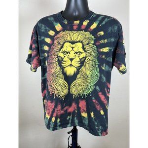DOM Its About The Art LION Men Adult XL, Black Tye-Dye Style T-Shirt [E2]